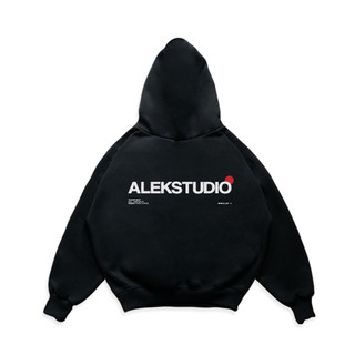 ÁO HODDIE BASIC UNISEX "BASE ver2" MÀU ĐEN FORM BOXY | ALEKSTUDIO