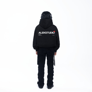 ÁO HODDIE BASIC UNISEX "BASE ver2" MÀU ĐEN FORM BOXY | ALEKSTUDIO
