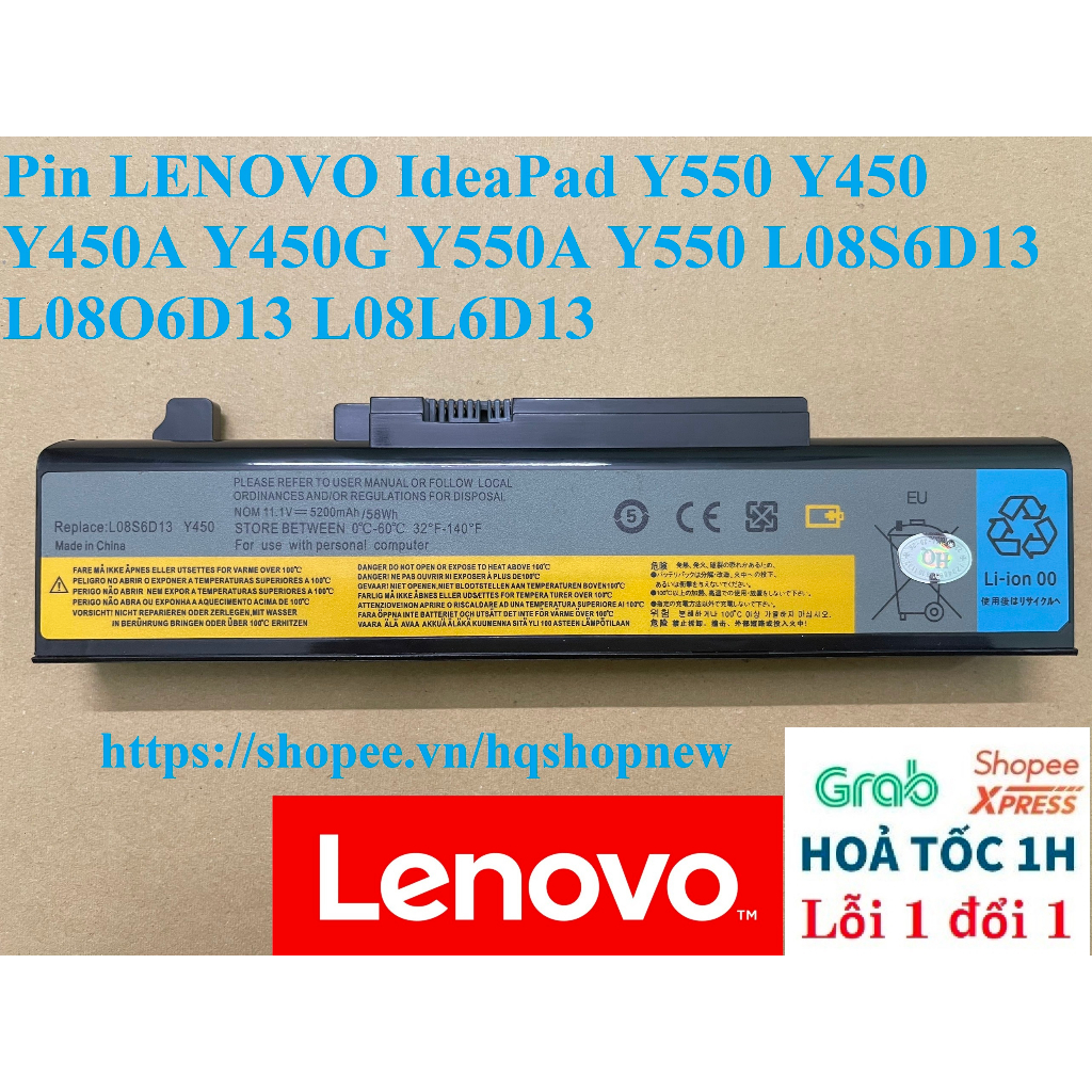 ⚡ Pin Laptop LENOVO IdeaPad Y550 Y450 Y450A Y450G Y550A Y550 L08S6D13 L08O6D13 L08L6D13