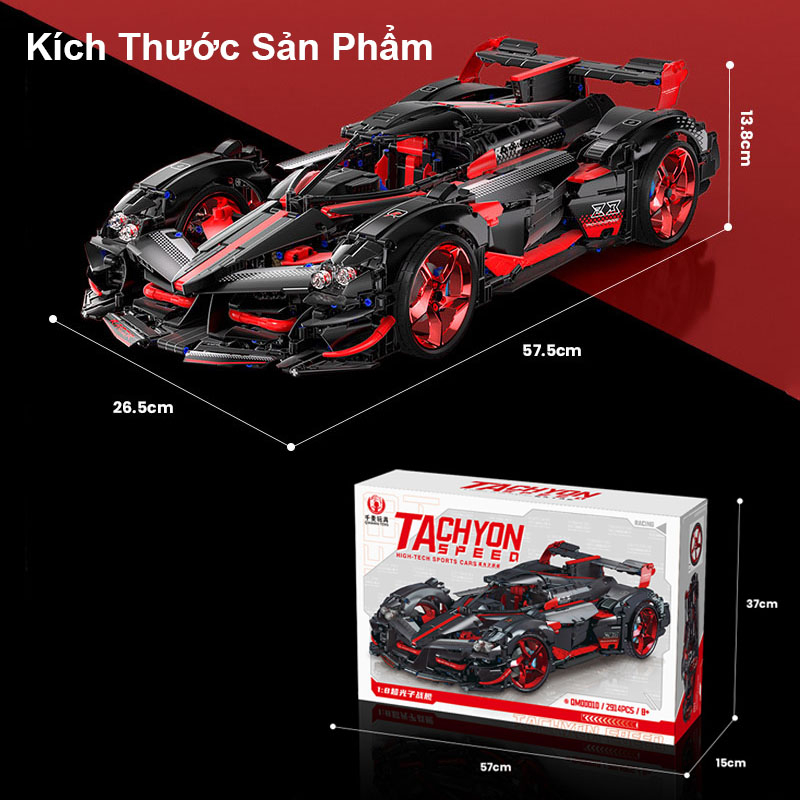 Đồ Chơi Lắp Ráp Kiểu Lego Điều Khiển Từ Xa RC Mô Hình Siêu Xe Tachyon Speed QM00010 Với 2914 Mảnh Ghép,Tỉ Lệ 1:8