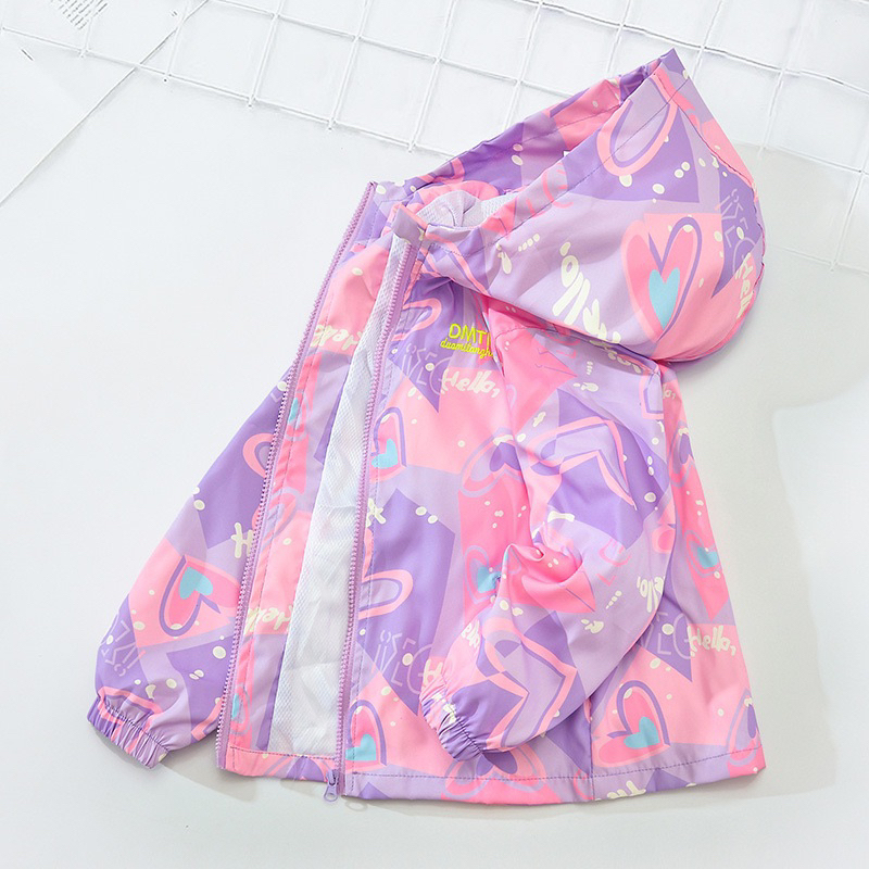 Áo khoác dù hai lớp chống thấm nước dành cho bé gái từ 15kg đến 40kg - Mebena
