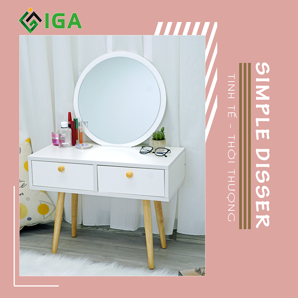 Bàn trang điểm mini, bàn trang điểm ngồi bệt kèm gương tròn - GP140
