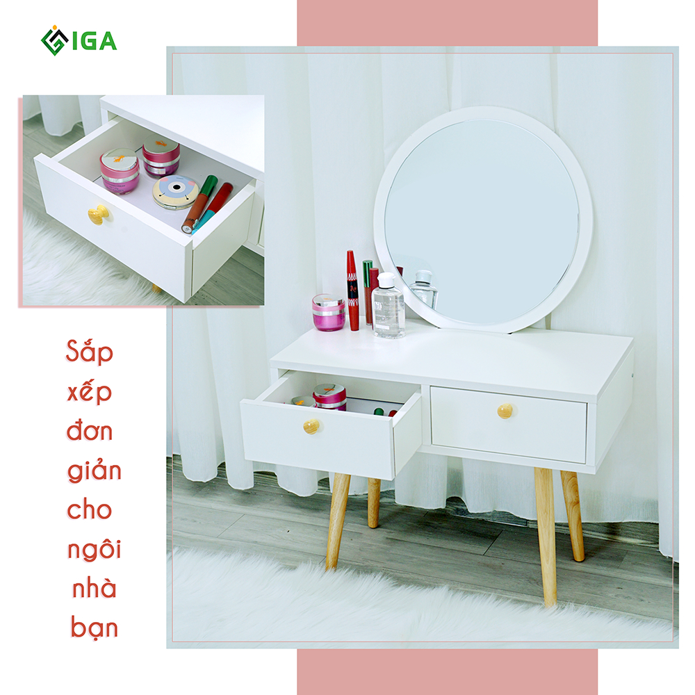 Bàn trang điểm mini, bàn trang điểm ngồi bệt kèm gương tròn - GP140