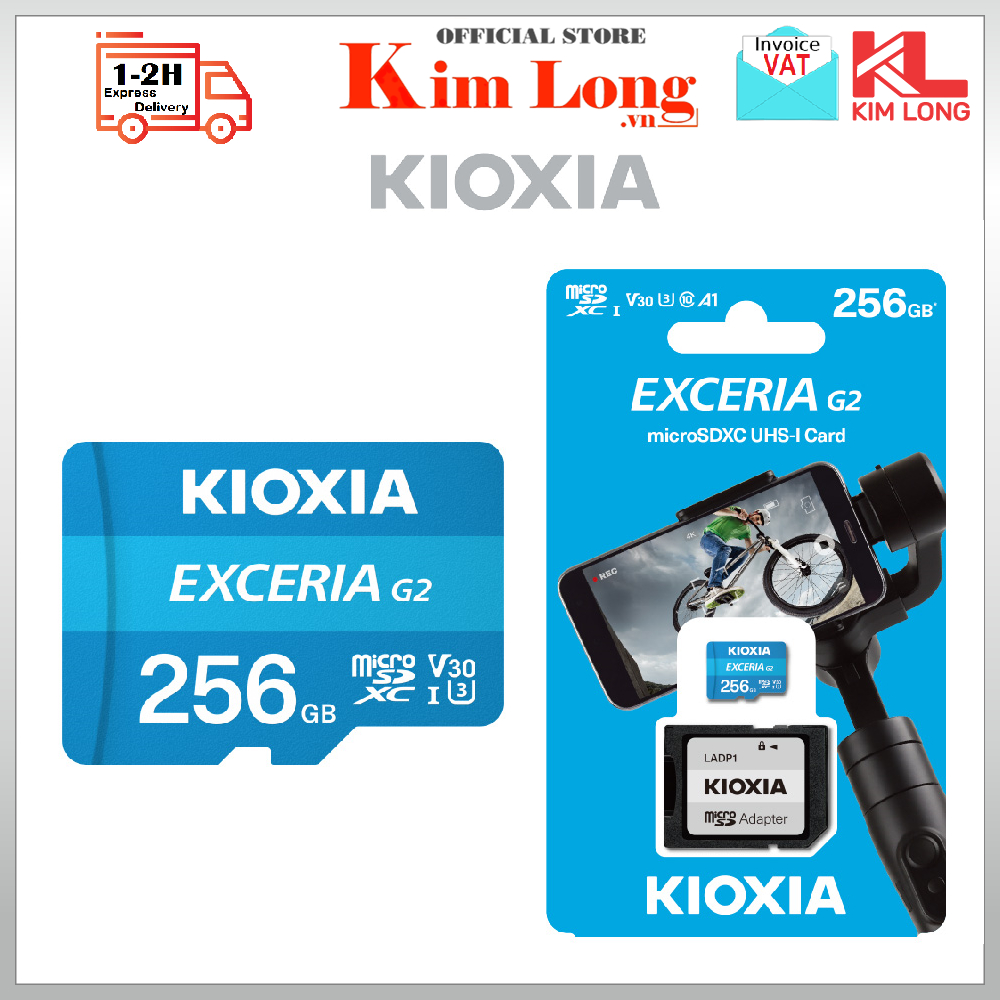 Thẻ nhớ 256GB Kioxia Micro SD XC Exceria UHS-I đọc 100MB/s - Hàng Chính hãng