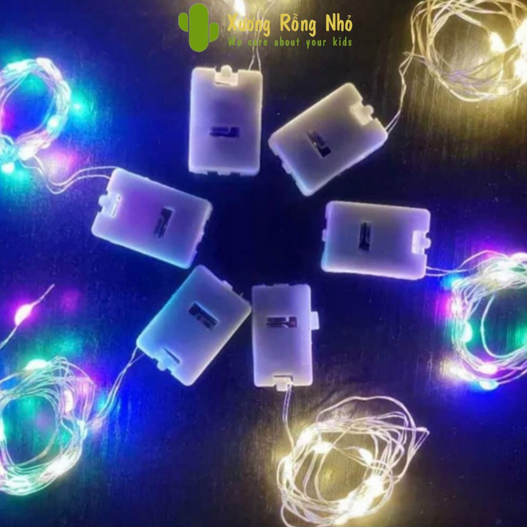 Đèn led đom đóm kèm sẵn pin dài 1m,2m,3m, đèn led trang trí gói hoa, đèn gói quà,