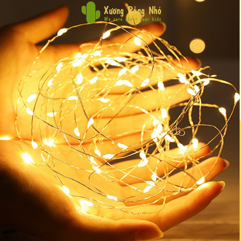 Đèn led đom đóm kèm sẵn pin dài 1m,2m,3m, đèn led trang trí gói hoa, đèn gói quà,