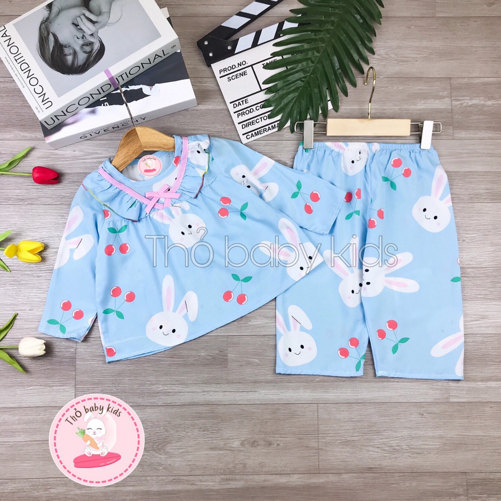 Bộ lanh dài tay quần dài bé gái vải tole,lanh mềm mát, shop thỏ baby kids