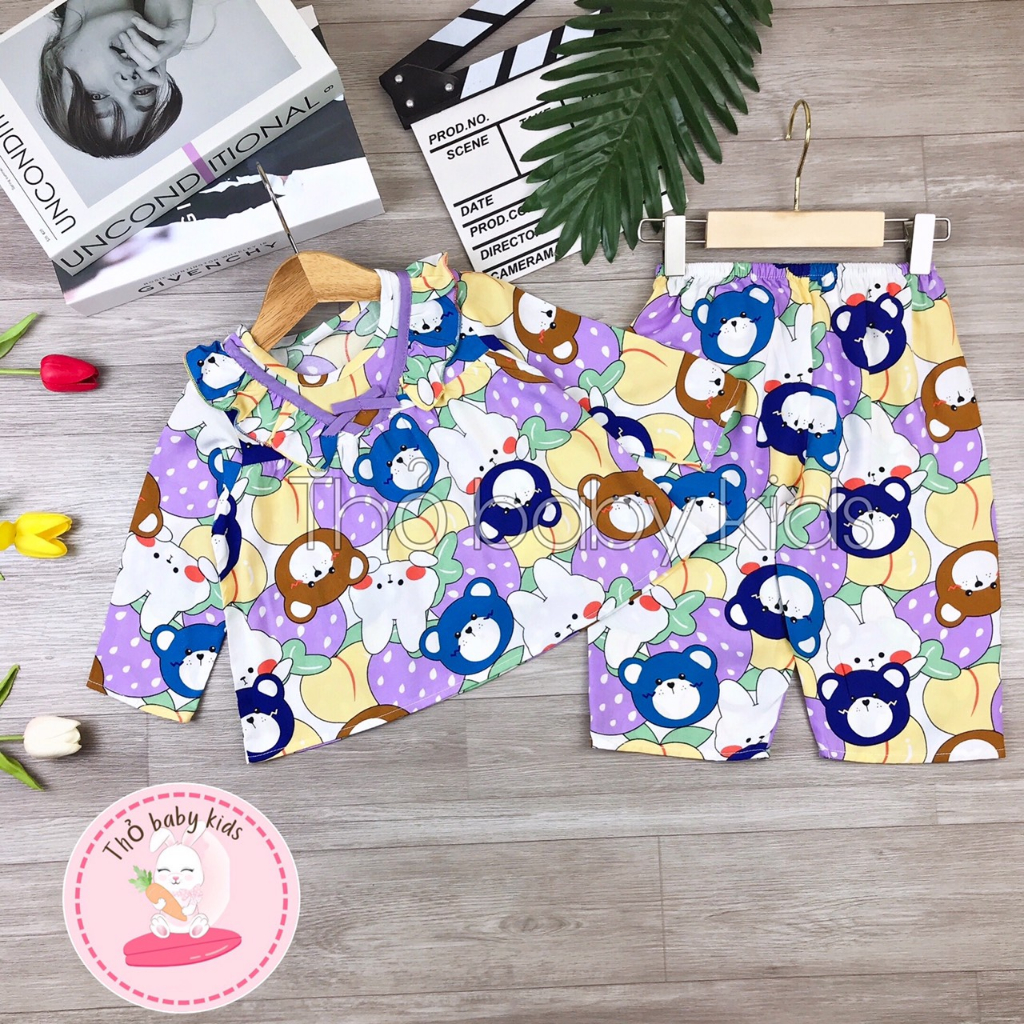 Bộ lanh dài tay quần dài bé gái vải tole,lanh mềm mát, shop thỏ baby kids