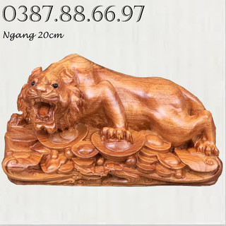 Tượng con hổ linh vật tuổi dần bộ 12 con giáp mẫu mới chất liệu gỗ hương