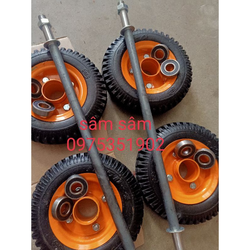 Combo 4 bánh cam 20cm mâm lõi dày+ 2 trục phi 18