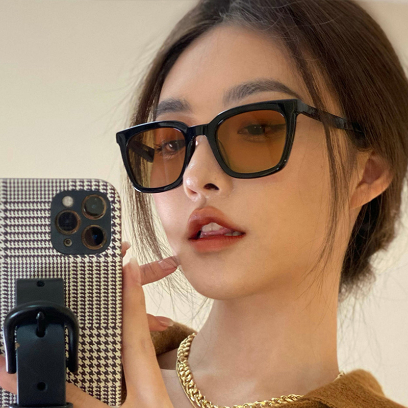 🍒🍒CHERRYKOKO Kính Râm Nữ Gọng Đen Tròng Nâu Chống Tia Cực Tím