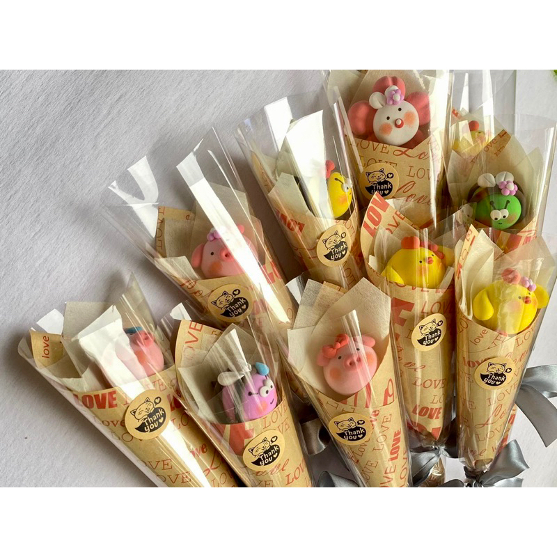 Bó hoa đất sét tự khô xinh xắn ngọt ngào đáng yêu