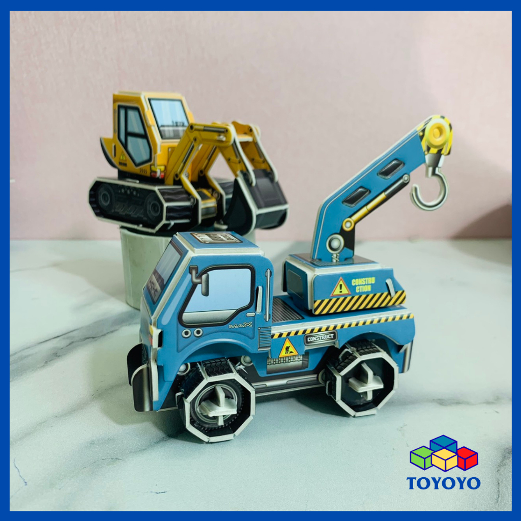 Đồ Chơi Mô Hình Lắp Ráp Xe Công Trình 3D Bằng Xốp Size Nhỏ Cho Bé Giải Trí Phát Triển Tư Duy Hình Học Không Gian