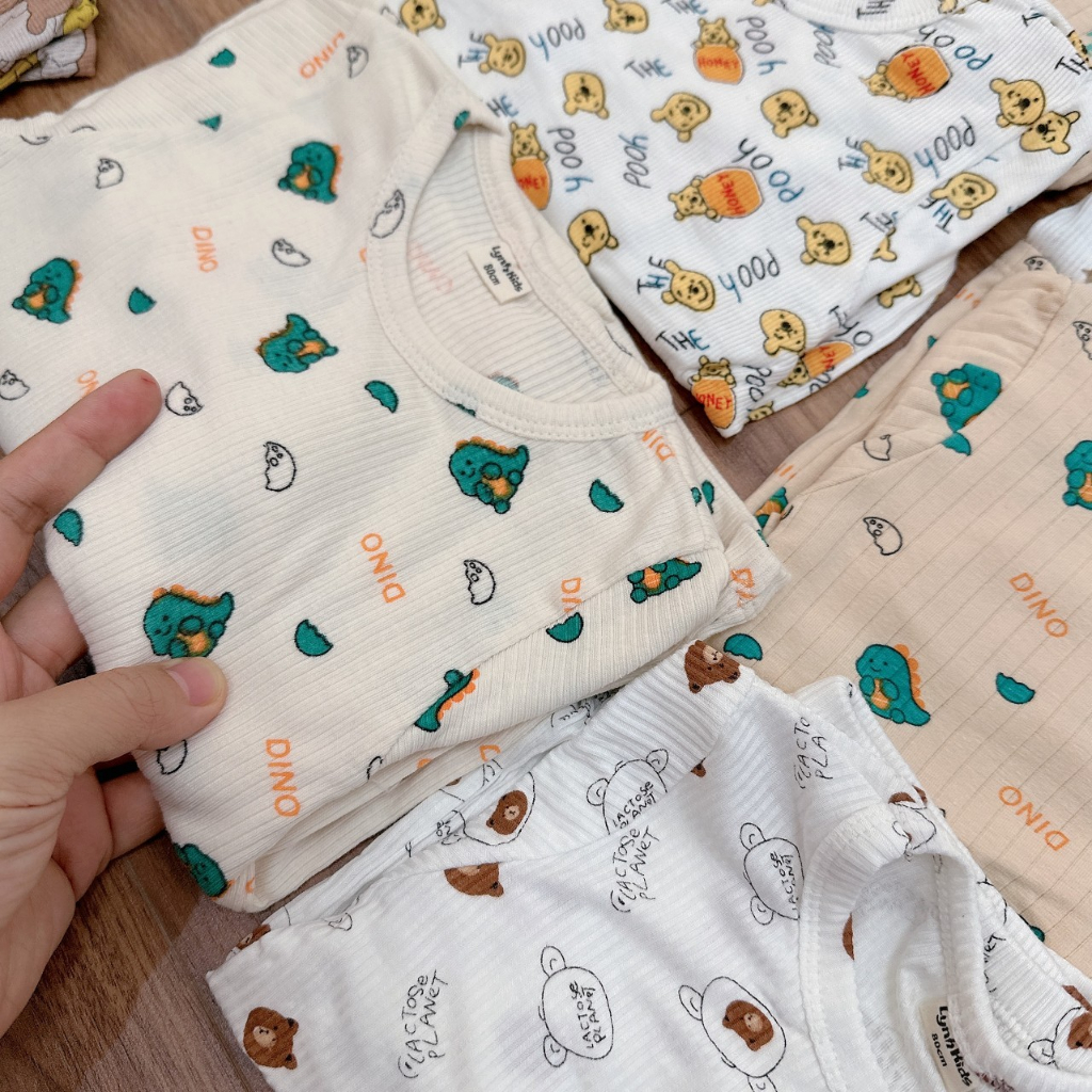 Set 3 bộ cotton tăm dài tay vải dư xuất Nhật sịn đẹp cho bé trai