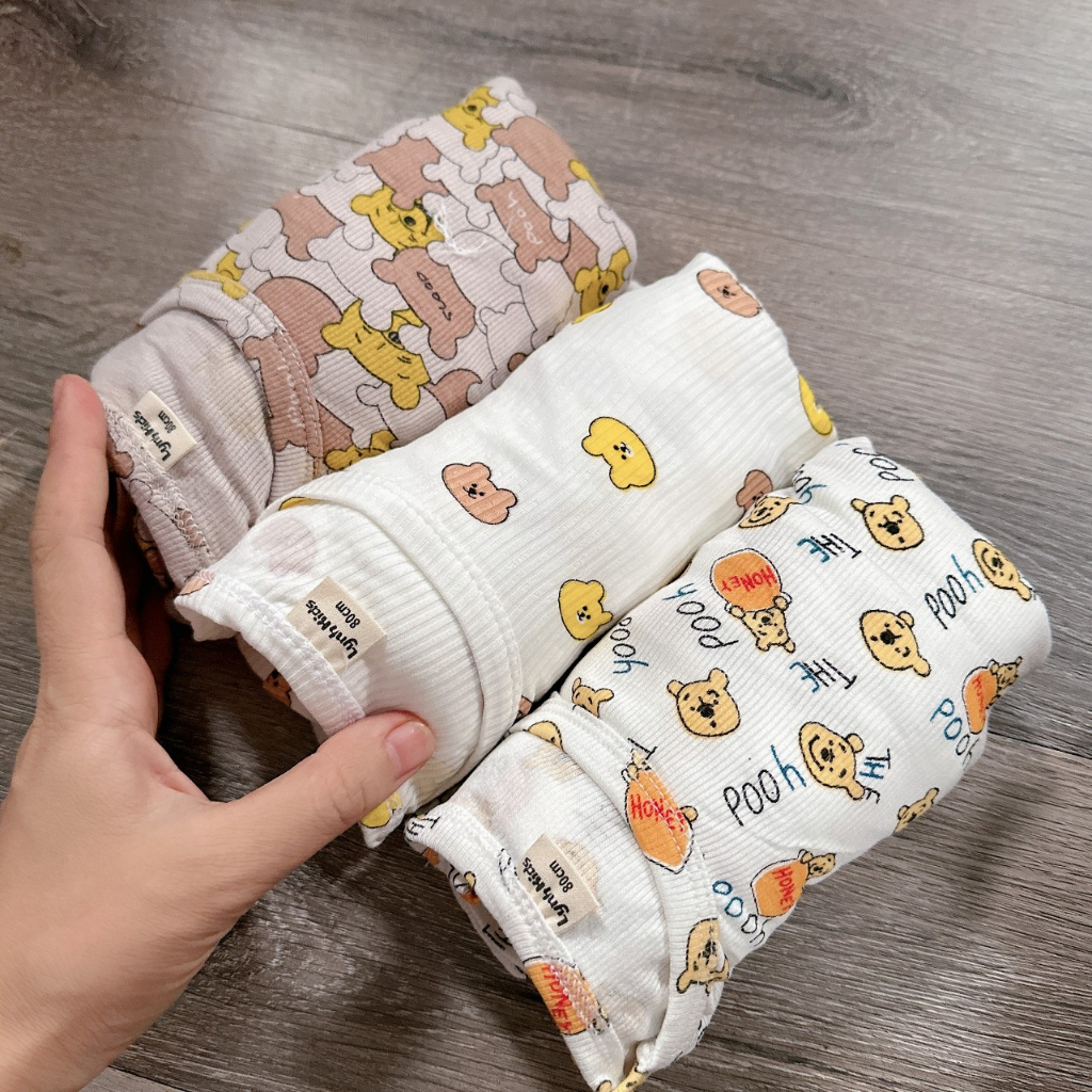 Set 3 bộ cotton tăm dài tay vải dư xuất Nhật sịn đẹp cho bé trai