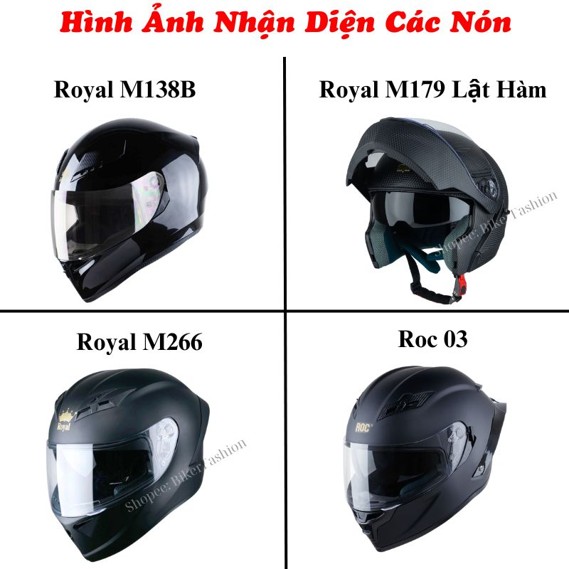 Mũ Bảo Hiểm Fullface Royal M138B Đen Bóng
