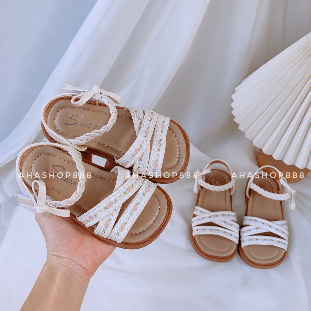 Dép Quai Hậu Quai Tết Phối Nơ Phong Cách VinTage Cho Bé Gái Từ 2-13 Tuổi K019