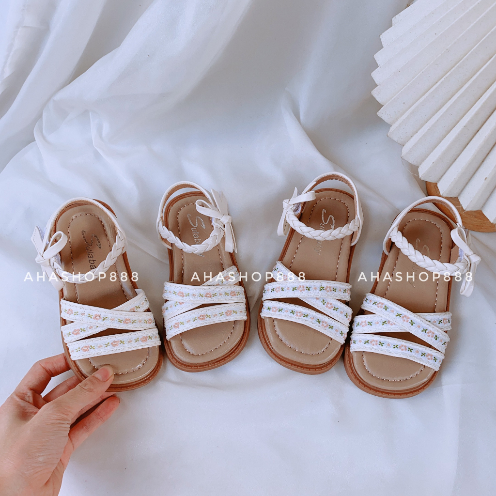 Dép Quai Hậu Quai Tết Phối Nơ Phong Cách VinTage Cho Bé Gái Từ 2-13 Tuổi K019