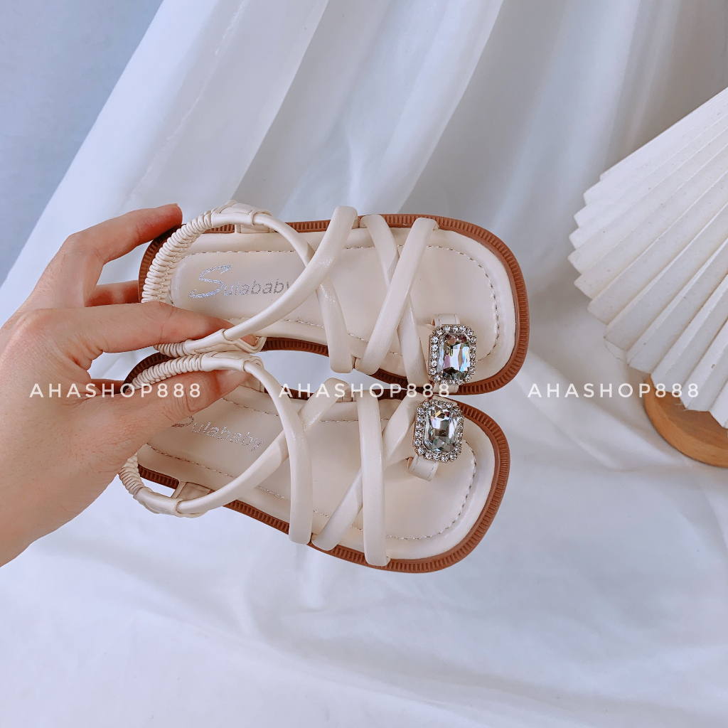 SẴN Dép Quai Hậu Xỏ Ngón Đính Đá Sáng Dây Mảnh Mềm Thoáng Chân Cho Bé Gái 3-10 Tuổi K115