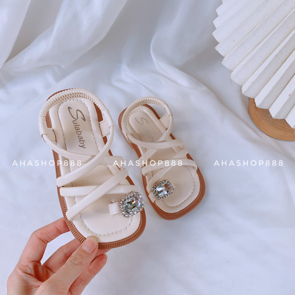 SẴN Dép Quai Hậu Xỏ Ngón Đính Đá Sáng Dây Mảnh Mềm Thoáng Chân Cho Bé Gái 3-10 Tuổi K115
