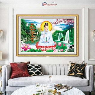 Tranh đính đá VS335 DF464 (75cm x 50cm) - tranh thêu chữ thập quan thế âm bồ tát LV3250 (59cm x 40cm)