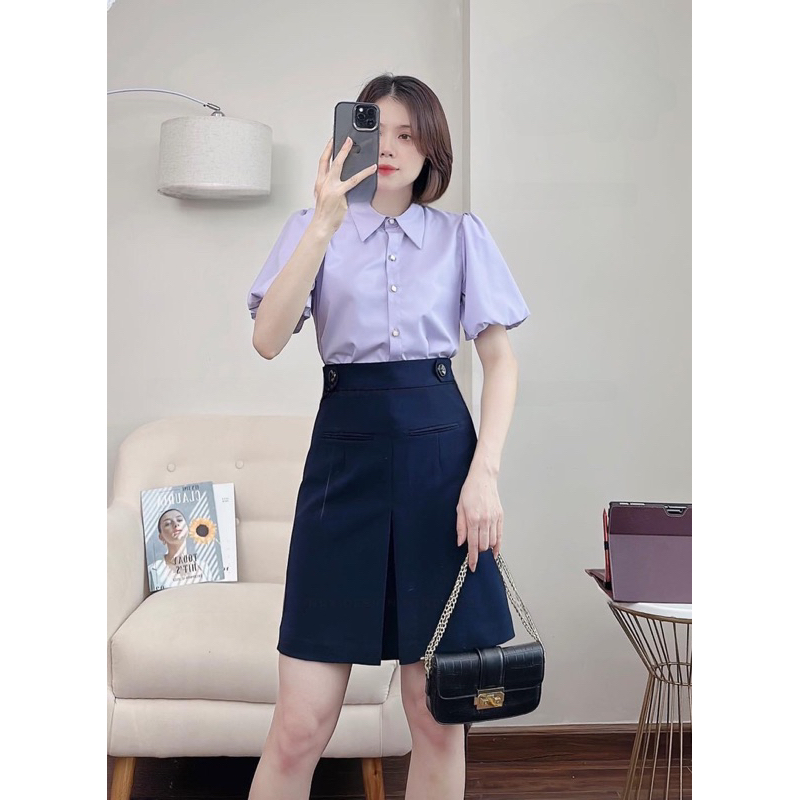 Chân váy chữ A công sở xếp ly túi bổ cơi trẻ trung