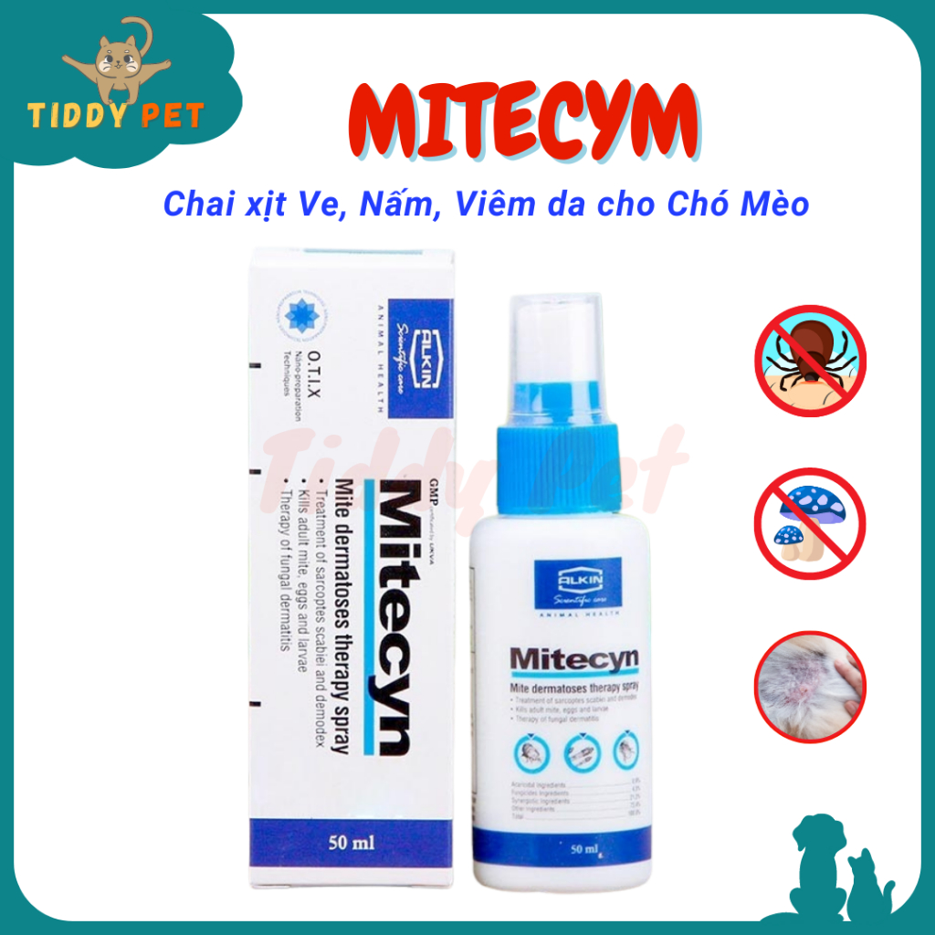 Chai Xịt ALKIN MITECYN Trị Ve Ghẻ Viêm Da Cho Chó - Tiddy Pet Shop