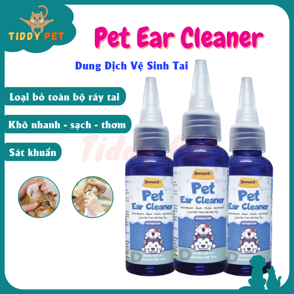 Pet Ear Cleaner 50ml Dung Dịch Vệ Sinh Tai Chó Mèo, Nước Rửa Tai Chó Mèo, Khử Mùi Hôi - Chai 50ml