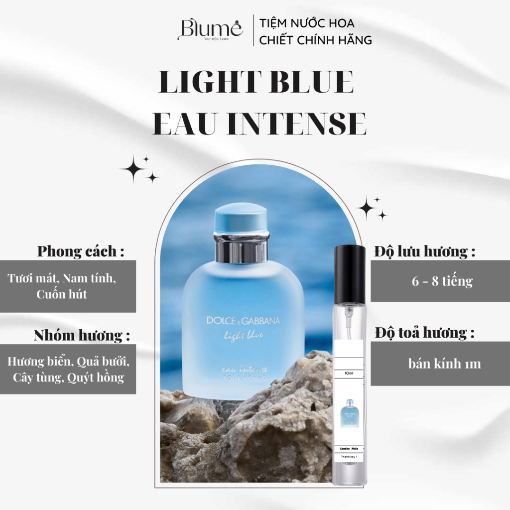 Nước Hoa NAM D&G LIGHT BLUE EAU INTENSE mùi tươi mát - Blume Tiệm Nước Hoa