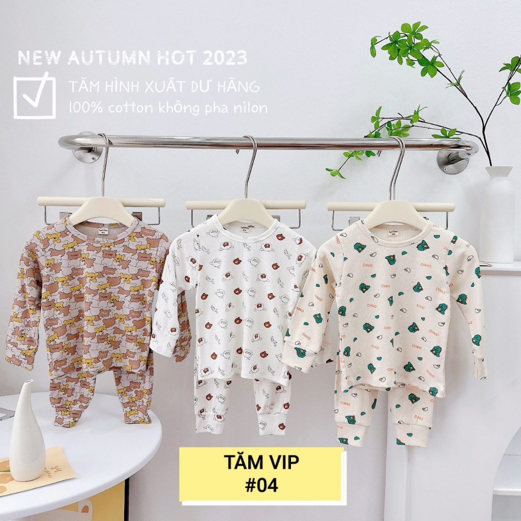 Set 3 bộ cotton tăm dài tay vải dư xuất Nhật sịn đẹp cho bé trai