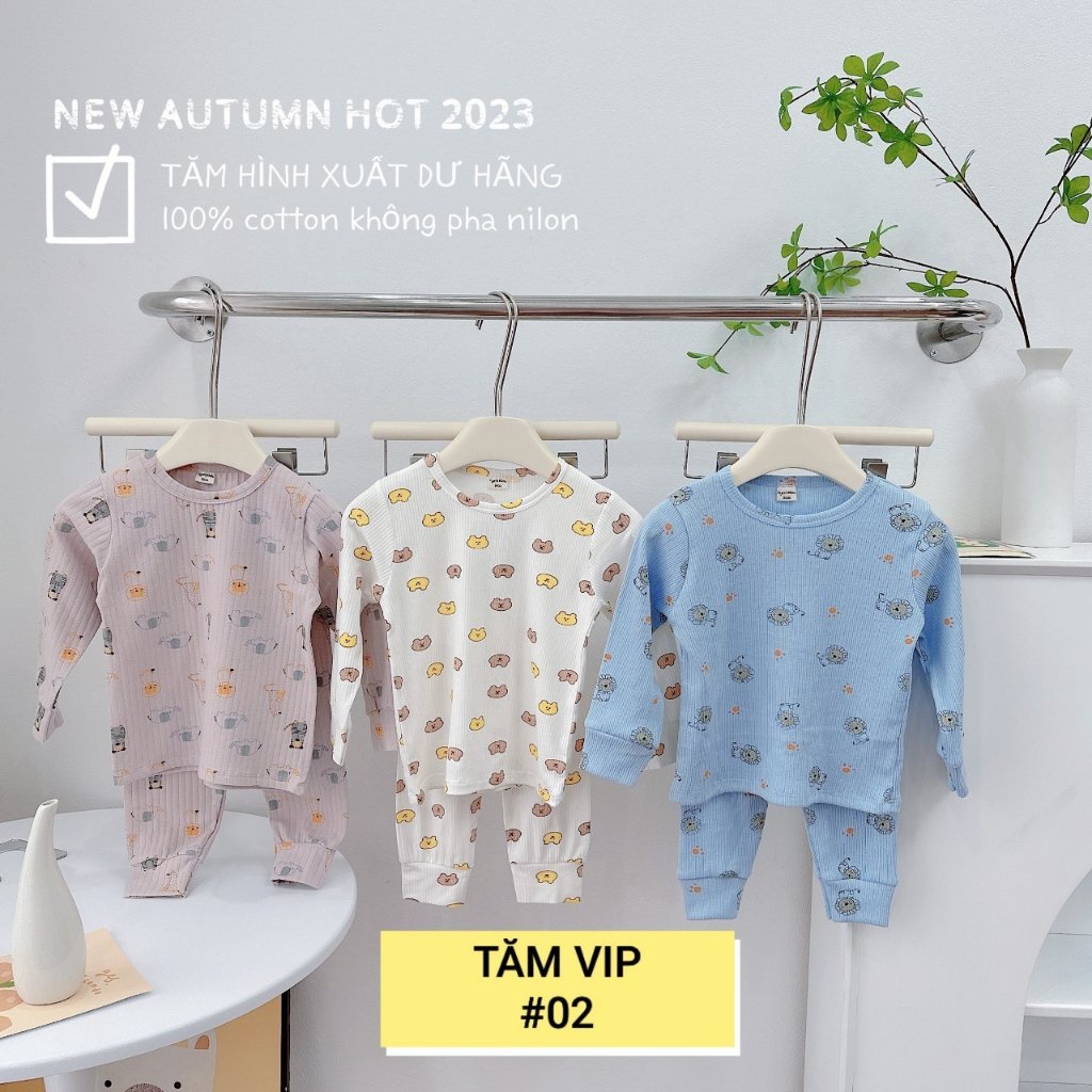 Set 3 bộ cotton tăm dài tay vải dư xuất Nhật sịn đẹp cho bé trai