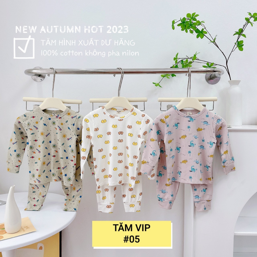 Set 3 bộ cotton tăm dài tay vải dư xuất Nhật sịn đẹp cho bé trai