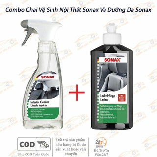[Tặng Khăn] Bộ 2 Chai Vệ Sinh Nội Thất Sonax 321200 Và Dưỡng Da Sonax 291141