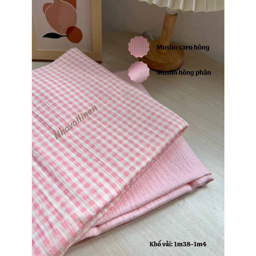 Vải xô muslin cao cấp 2 lơp hoạ tiết Xinh Xắn Cho Bé mềm mịn thấm hút mồ hôi Nhà Vải Linen