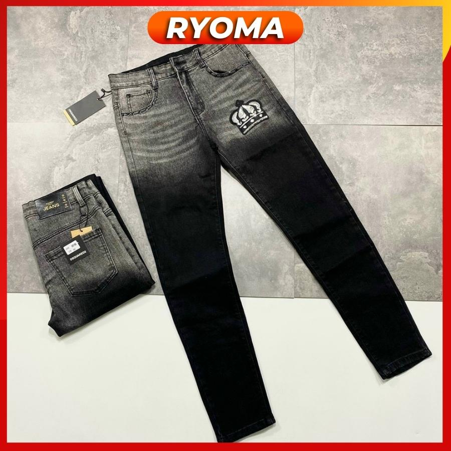 Quần jean nam rách khóa gối màu đen trơn chất liệu bò cao cấp co dãn 4 chiều form dáng skinny mẫu mới QJ_RYOMA