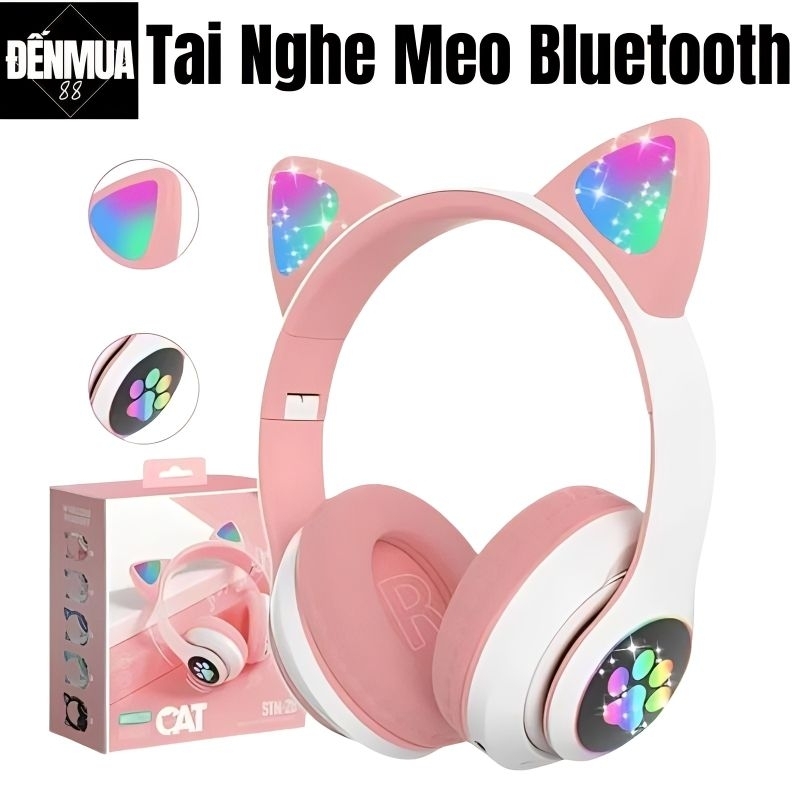 Tai Nghe Mèo Bluetooth ,Kiểu Dáng Dễ Thương Có Mic,Âm Bass Mạnh Mẽ Và Dung Lượng Pin Khủng