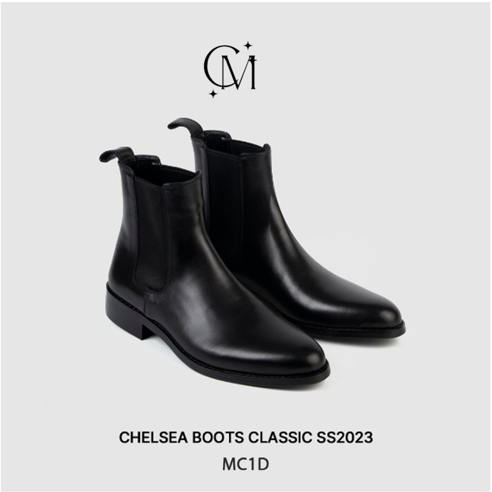 Giày chelsea boots phiên bản mũi tròn đế cao 2,8cm da bò cao cấp nhập khẩu handmade,MC SHOES chính hãng bảo hành 12 thá