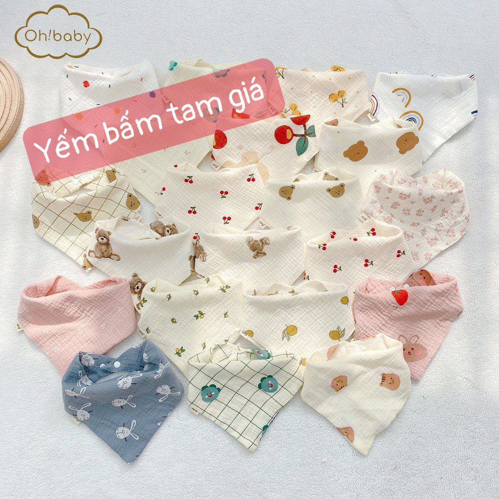Set 5 yếm xô muslin Anchee bé trai, bé gái