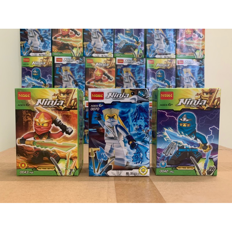 Mô Hình Lắp Ráp Ninjago Minifigure Decool 0070 Zane ss3 , Decool 0042 Jay , Decool 0043 Kai ss2