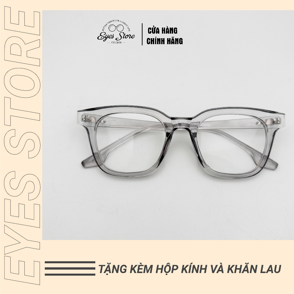 Gọng kính cận vuông nam nữ nhựa cứng EYESSTORE phụ kiện thời trang 1592