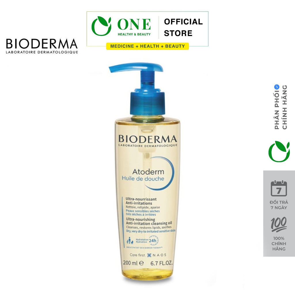 Bioderma Atoderm Huile De Douche Dầu Tắm giúp làm sạch, làm dịu và dưỡng ẩm cho da khô, da nhạy cảm 200ml