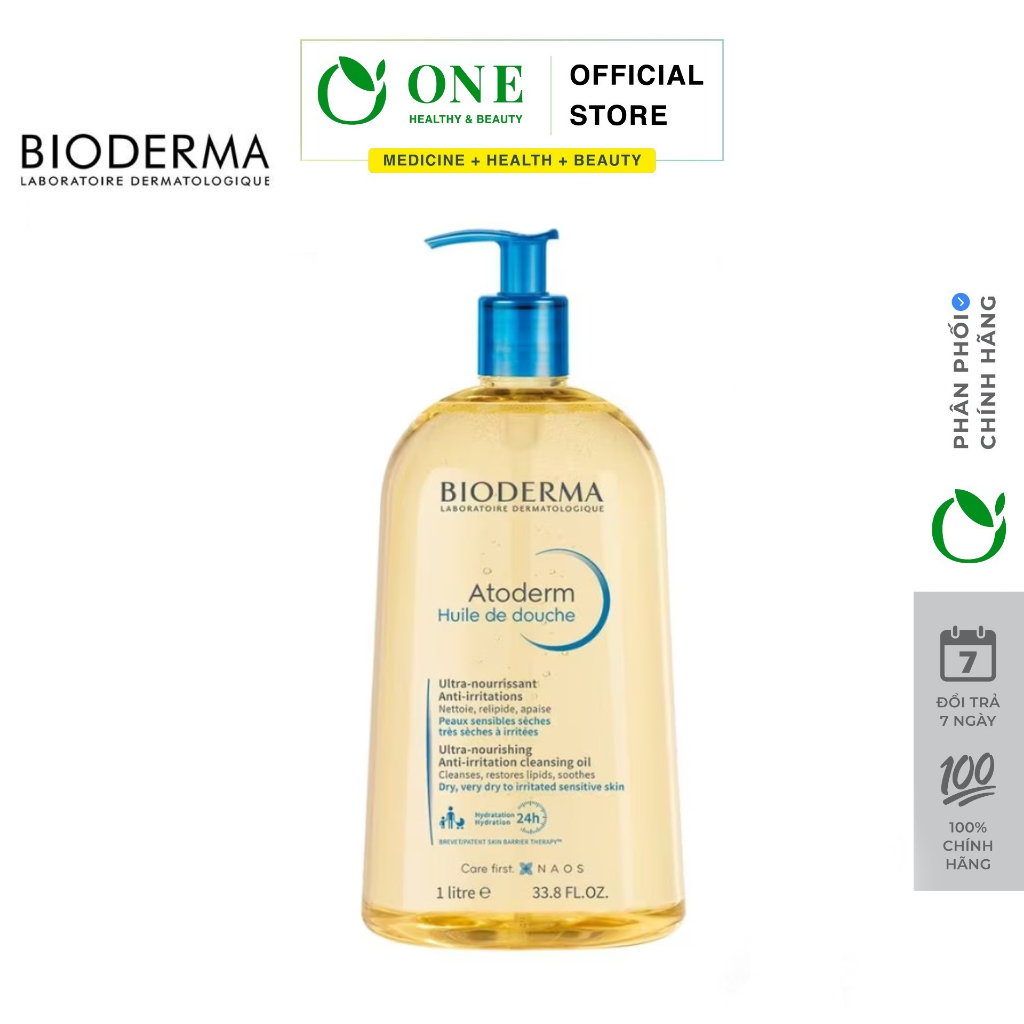 Dầu Tắm Bioderma Atoderm Huile De Douche giúp làm sạch, làm dịu và dưỡng ẩm dành cho da khô, da nhạy cảm 1L
