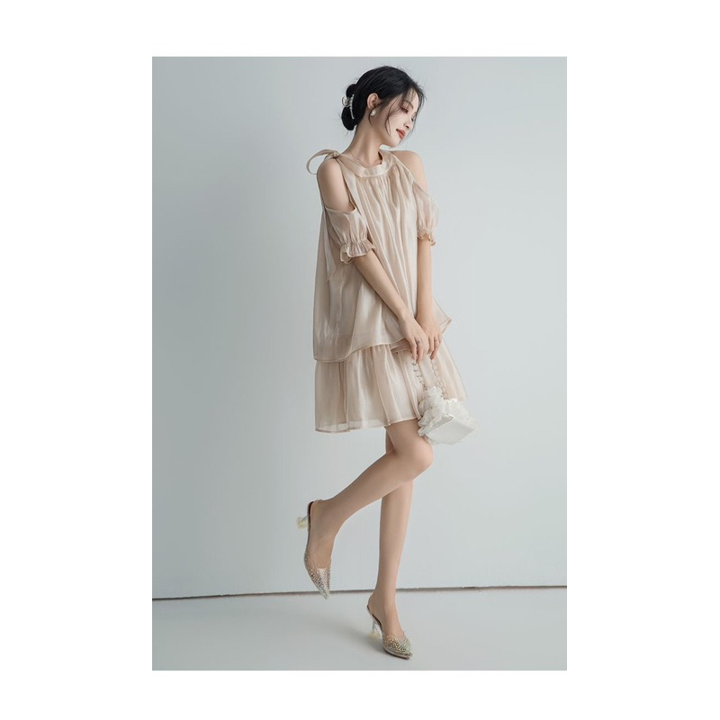 Sét Đồ Bầu Thiết Kế Váy bầu xinh váy 2 lớp tơ voan lụa óng mềm nhẹ 2 màu