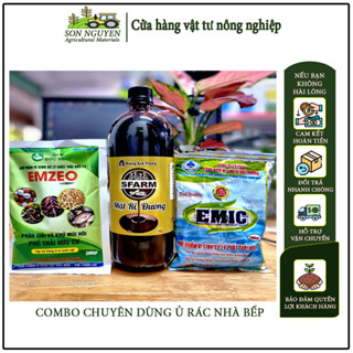 COMBO ủ rác thải nhà bếp, bộ 3 ủ phân hữu cơ, xử lý mùi hôi hoàn hảo EMZEO - EMIC - MẬT RỈ ĐƯỜNG SFARM