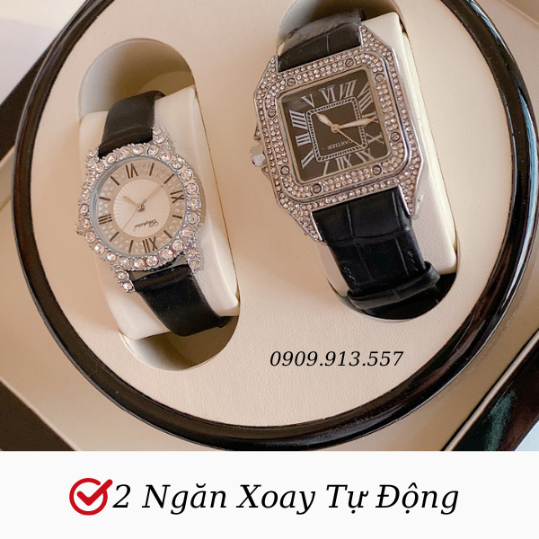 CÓ BẢO HÀNH Hộp Đựng Đồng Hồ Cơ Da 2 Xoay 2 Trưng Bày