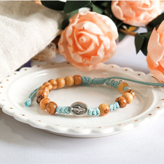Vòng mân côi hạt gỗ ô-liu Bethlehem Holy Land đính mề đay Huyền Nhiệm Medjugorje Handmade MOONGEM [khách chọn mẫu]