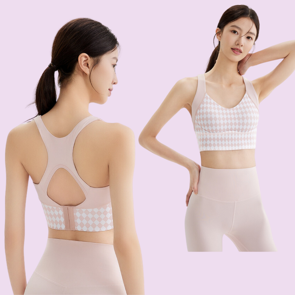 Áo tập gym, áo bra tập yoga hở lưng nâng ngực co dãn thấm hút mồ hôi họa tiết caro