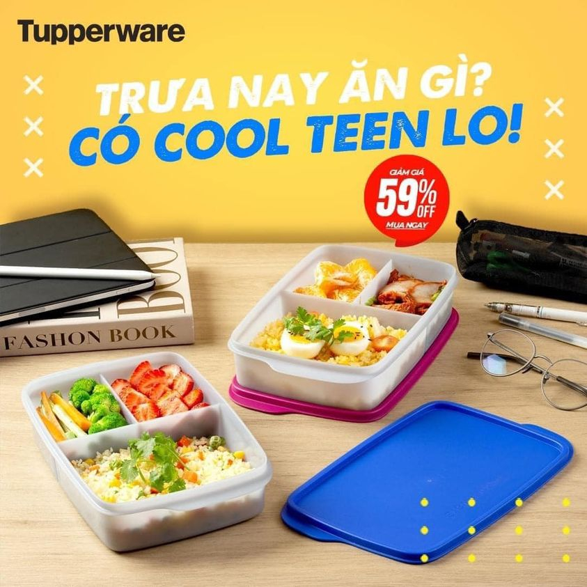 Hộp cơm Cool Teen Divided 1L - Nhựa nguyên sinh an toàn - Bảo hành trọn đời