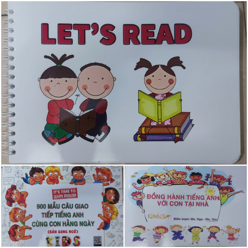 Sách - Combo Let's Read - 900 Mẫu câu giao tiếp tiếng anh cùng con - Đồng hành tiếng anh với con tại nhà