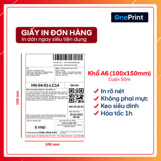 Giấy in đơn hàng Shopee TMĐT vận đơn 100x150 mm decal bóc dán - Giấy in nhiệt cuộn 50m